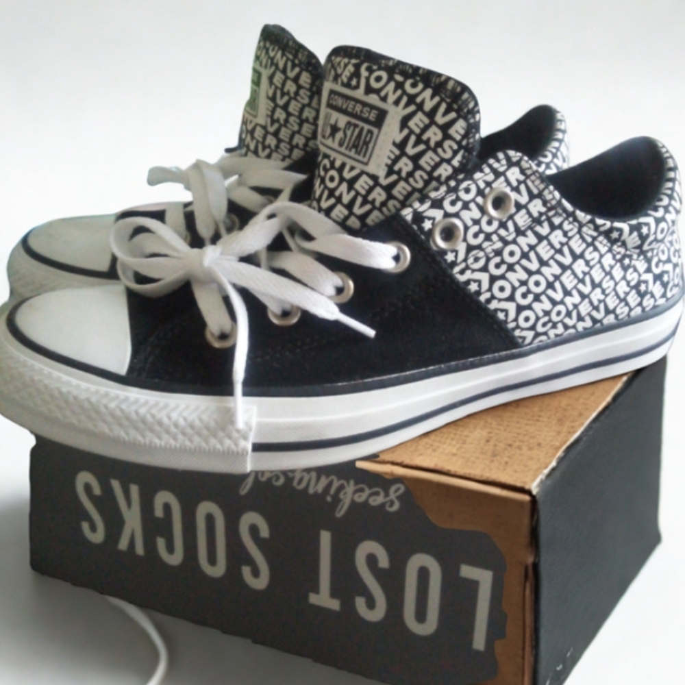 Converse Monochrome Text Sneakers